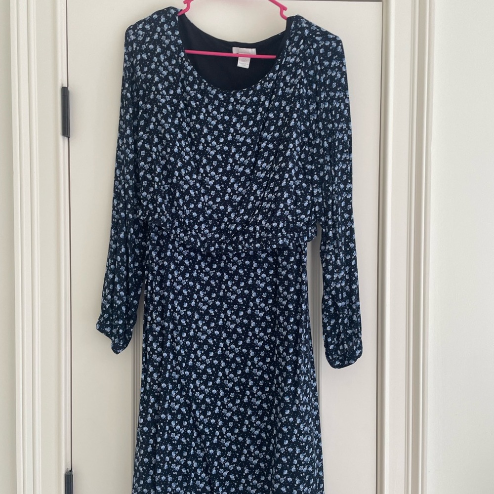 Maternity Nursing Floral Long Sleeve Dress